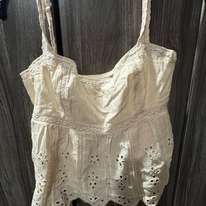 American Eagle Outfitters Cream Eyelet Camisole